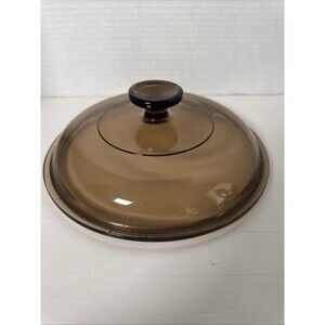 Vintage Vision Ware Corning Replacement Lid  V-2.5-C Pyrex Amber Round 8.5 inch
